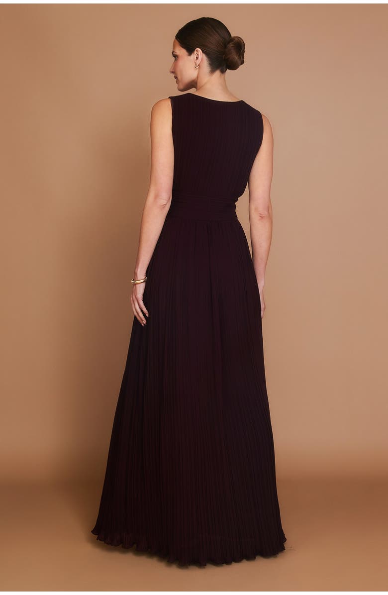 Six Stories Pleated Plunge Maxi Dress, Alternate, color, Wine