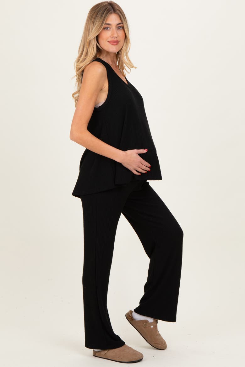 Rib Knit Tank and Pant Set, Alternate, color, Black