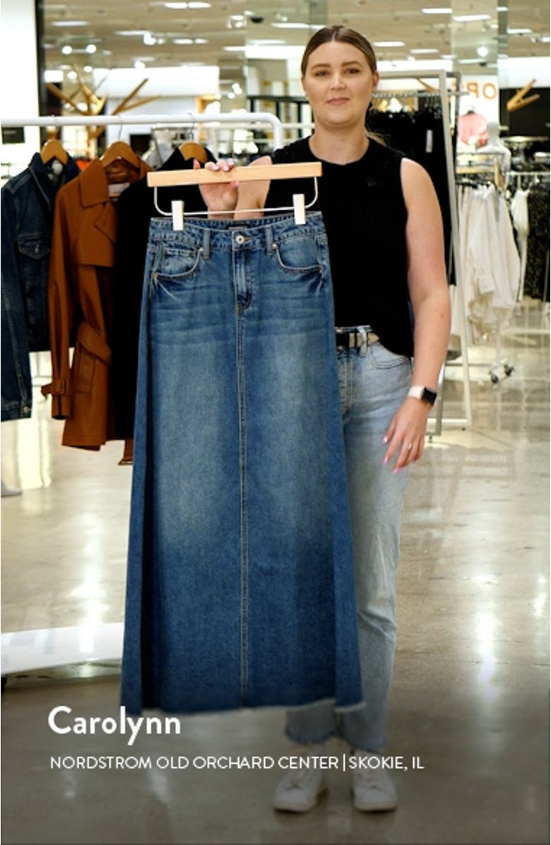 Frayed Hem Denim Maxi Skirt, sales video thumbnail