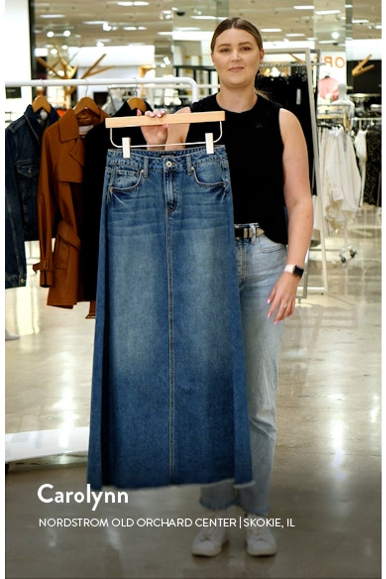 Frayed Hem Denim Maxi Skirt video
