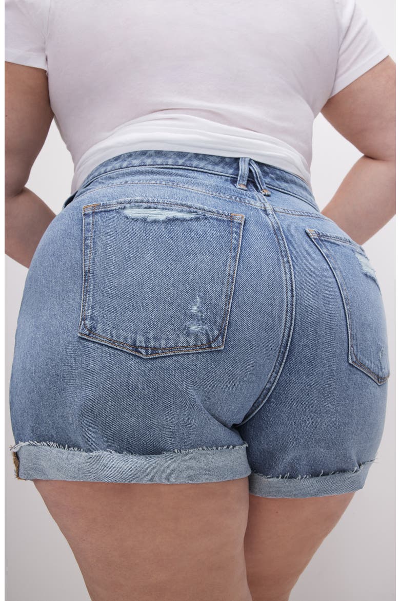 Good Girlfriend Mid Rise Denim Shorts, Alternate, color, INDIGO