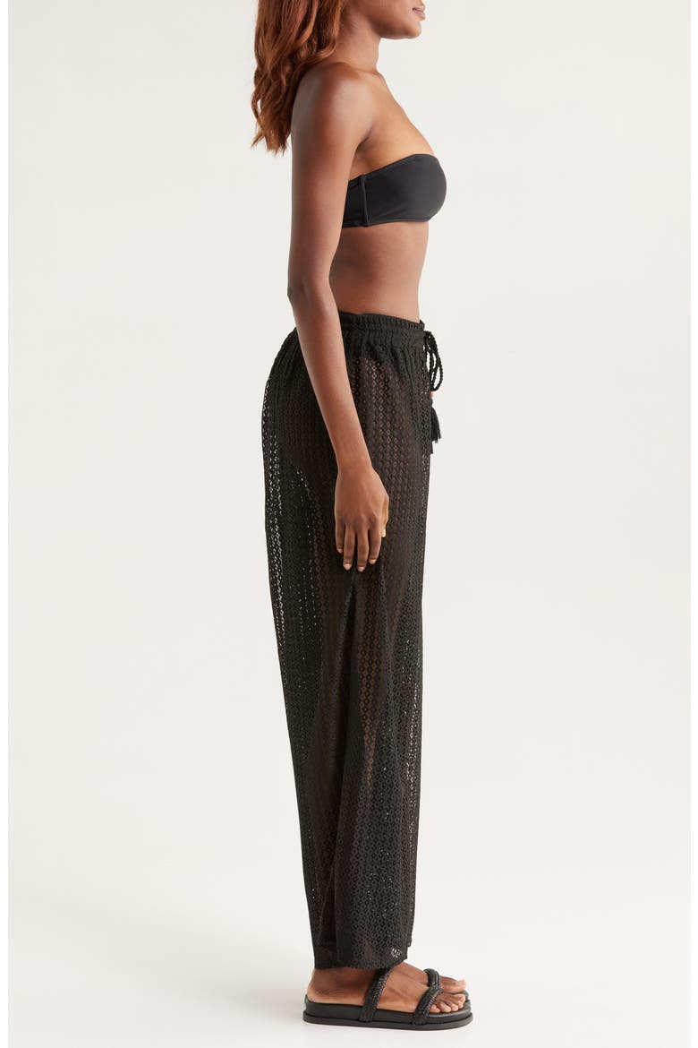 Open Knit Cover-Up Pants, Alternate, color, BLACK