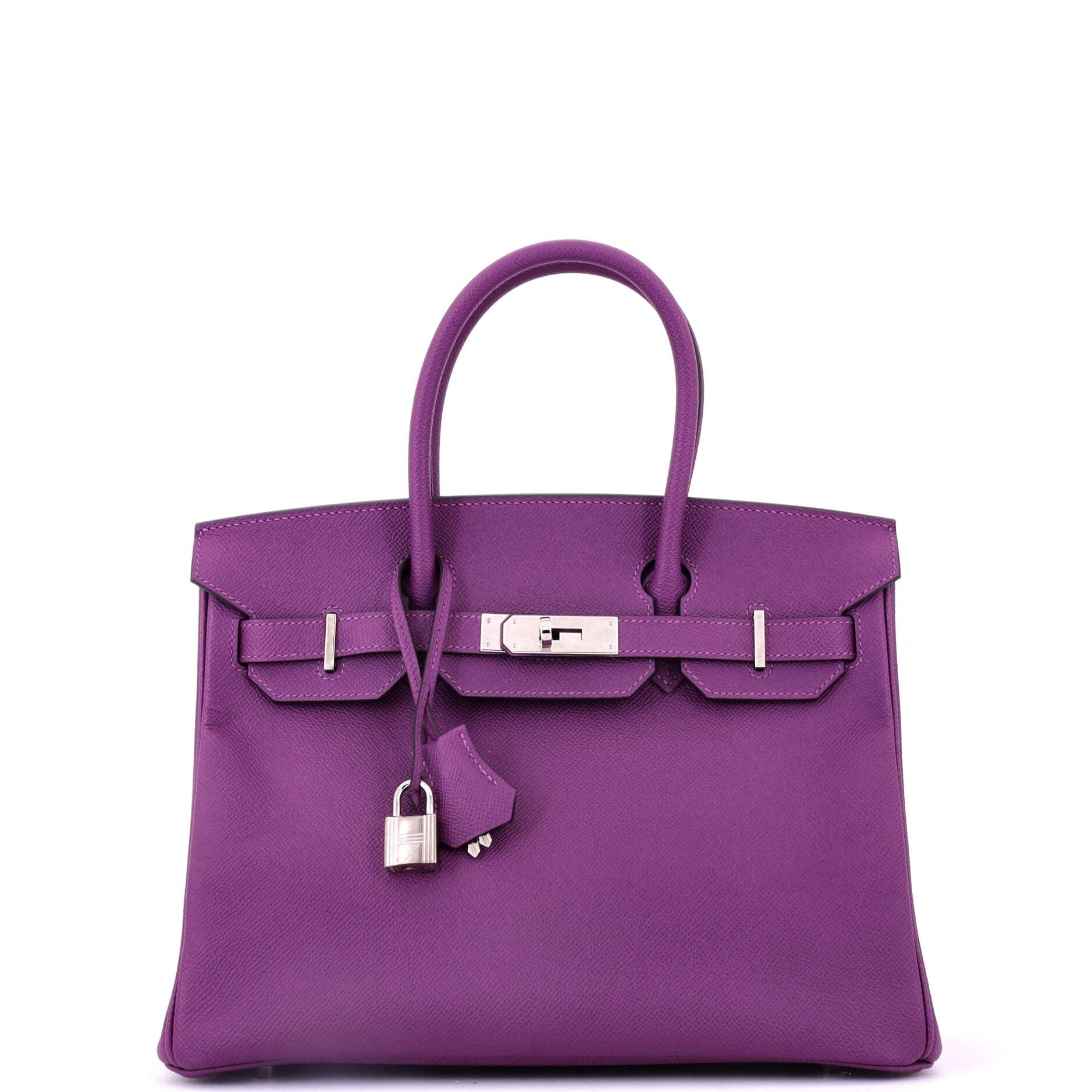 Pre-Owned Hermes Birkin Handbag Purple Epsom with Palladium Hardware 30, Main, color, Anemone