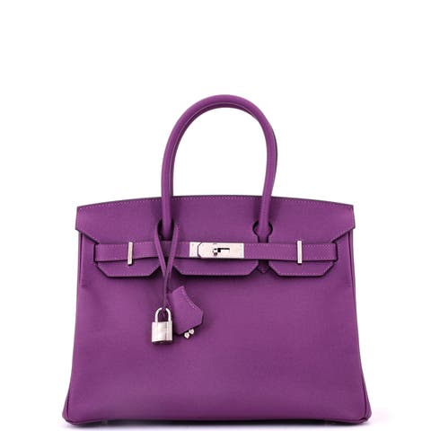 Birkin Handbag Purple Epsom with Palladium Hardware 30
