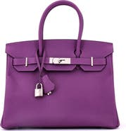 Pre-Owned Hermes Birkin Handbag Purple Epsom with Palladium Hardware 30