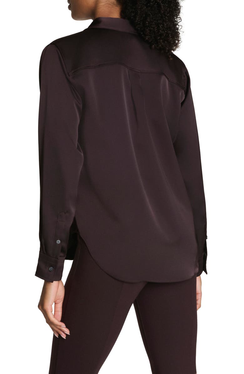 SPANX<sup>®</sup> Better Than Silk Button-Down Shirt, Alternate, color, Truffle Brown