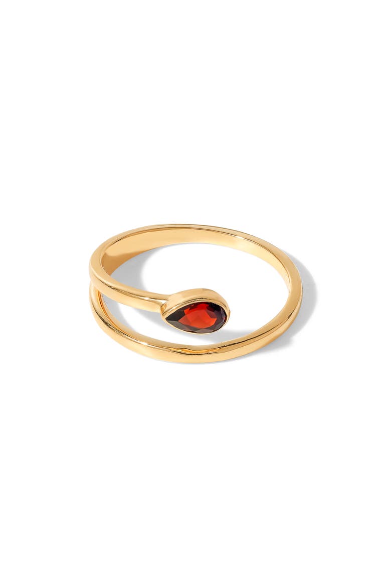 Pear Lab Created Moissanite Bypass Ring, Main, color, GOLD GARNET RED
