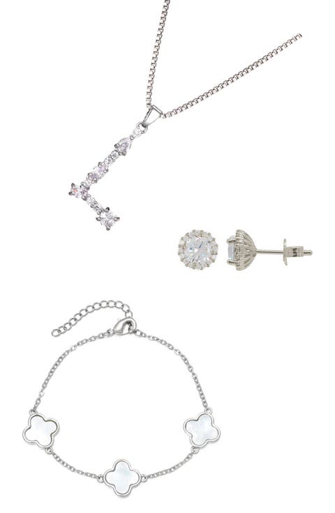 3-Piece Mixed Cubic Zirconia Initial Jewelry Set