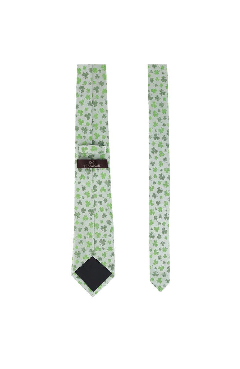 Trafalgar White Shamrock Novelty Silk Necktie, Alternate, color, White Shamrock
