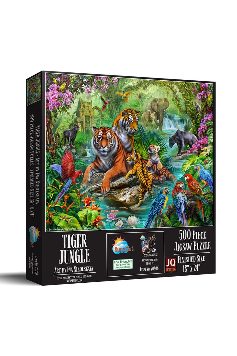 Tiger Jungle 500 piece Jigsaw Puzzle for Adults, Main, color, Multicolor