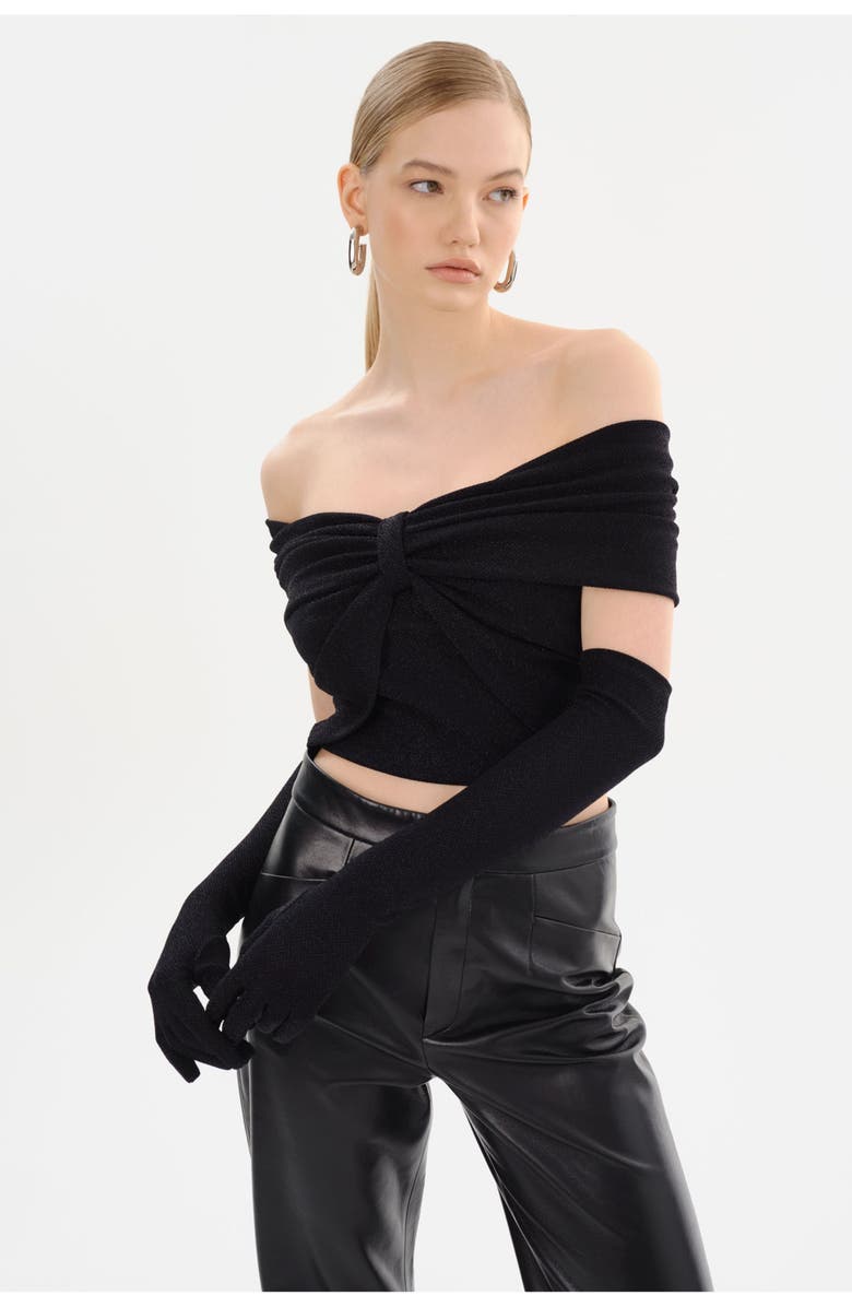 LAMARQUE Camelia | Lurex Knit Top, Alternate, color, Black