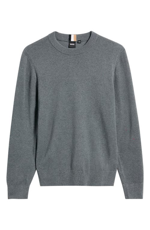 Hugo Boss Boss Ecaio Cotton Piqué Crewneck Sweater In Gray