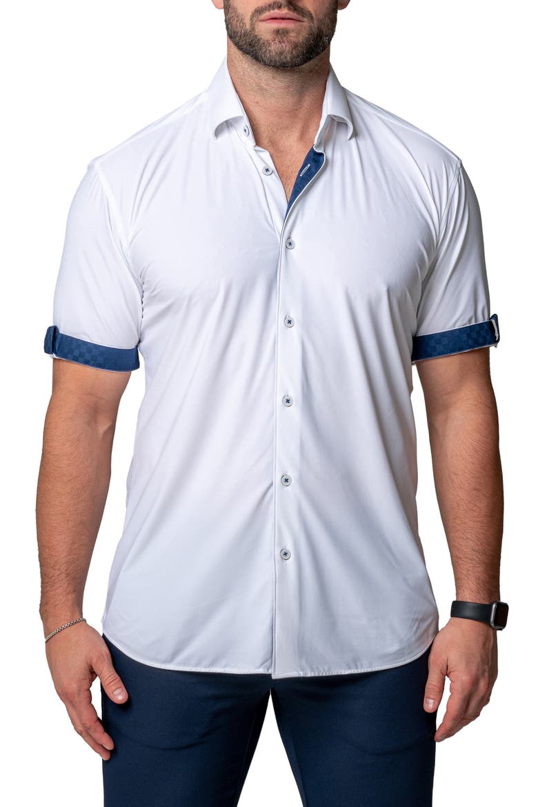 Galileo Regular Fit Short Sleeve Button-Up Shirt, Main, color, WHITE