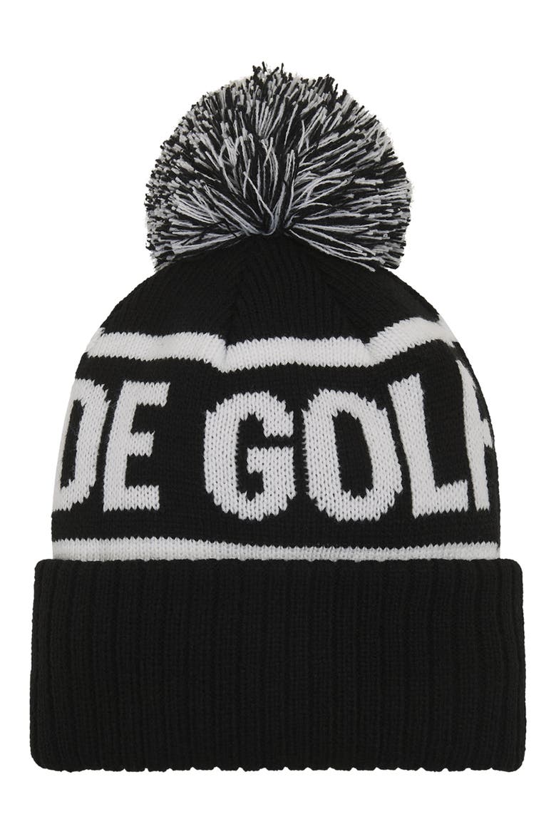 Pompom Logo Beanie, Alternate, color, BLACK