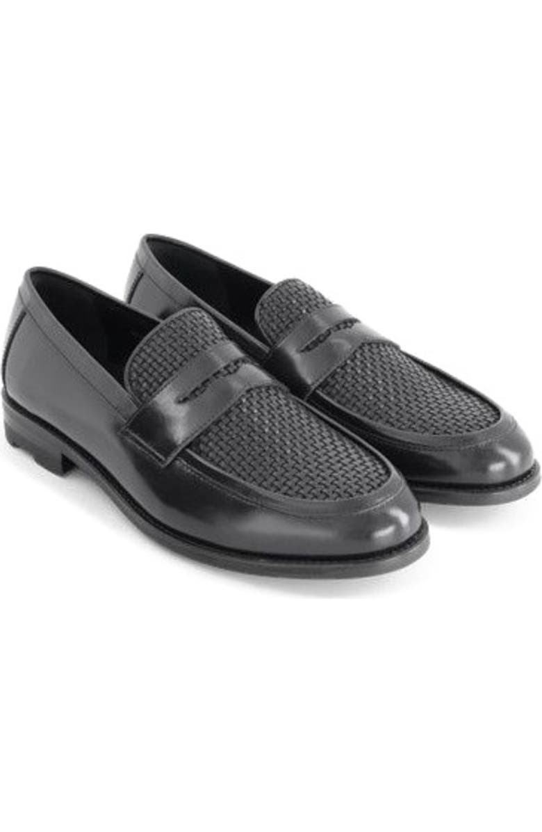 Anthony Veer Mercer Penny Loafer, Alternate, color, Obsidian Black Leather & Mesh