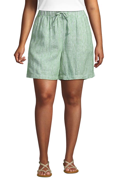 LANDS' END LANDS' END LINEN HIGH RISE PULL ON 7" SHORTS 