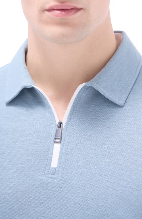 Bugatchi Quarter Zip Polo In Shark