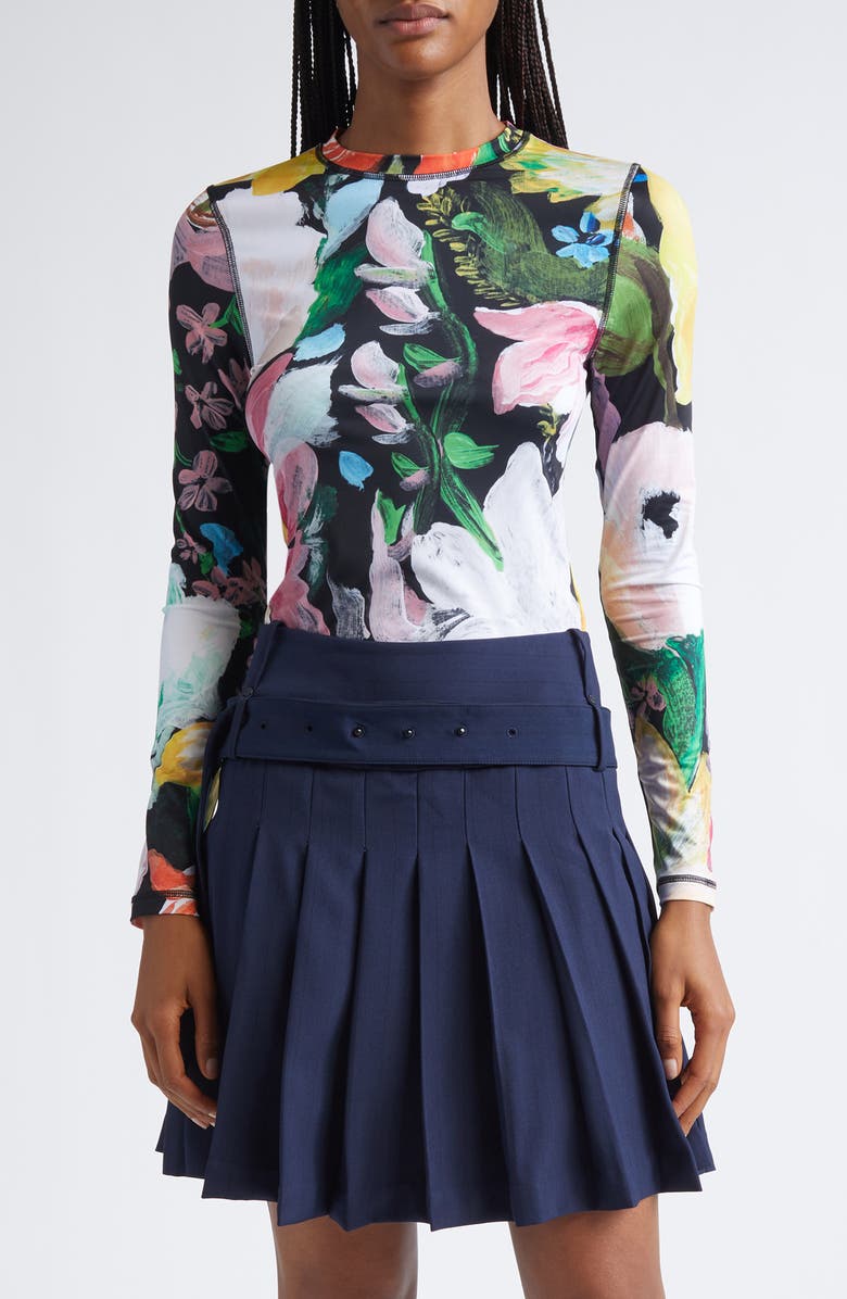 Stine Goya Floral Print Jersey Top, Main, color, Flowers Under The Sun