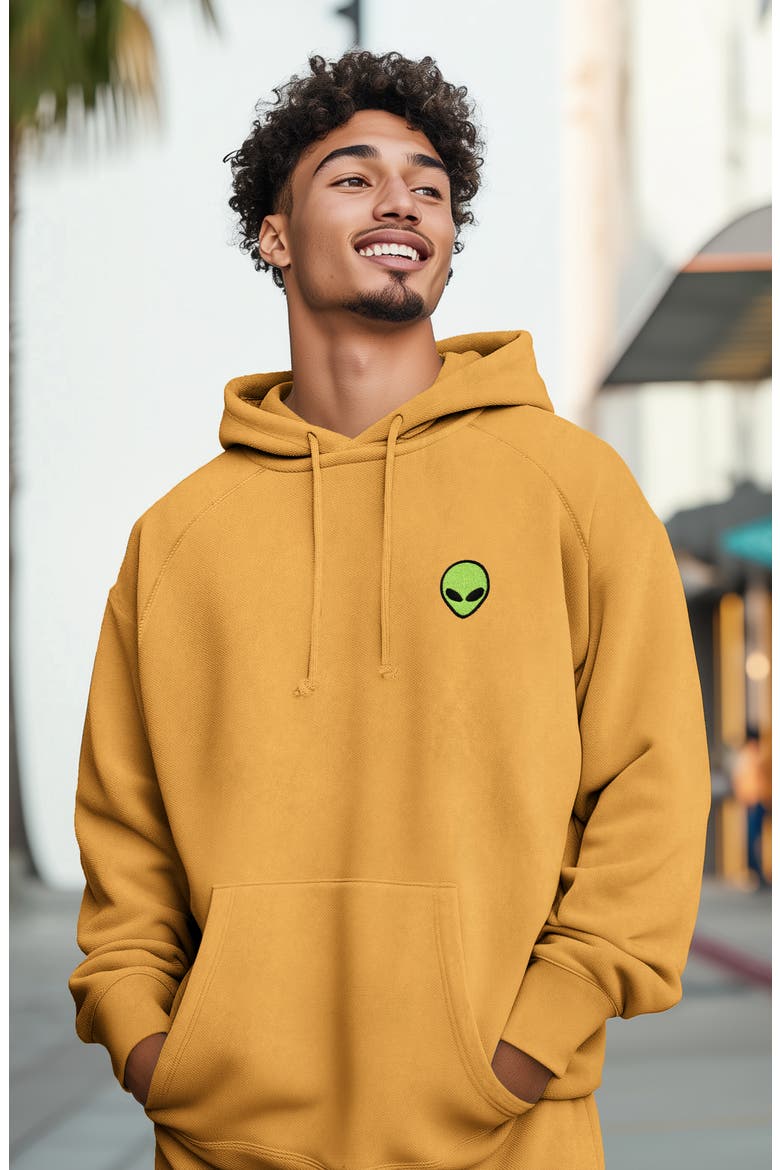 Alien Midweight Mineral Washed Hoodie, Alternate, color, Mustard