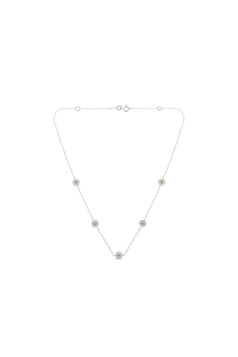 Silver Diamond Station Necklace, Alternate, color, White