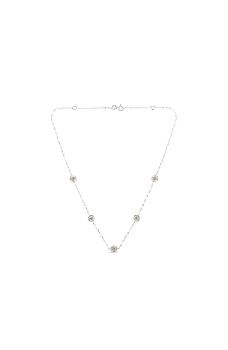 Haus of Brilliance Silver Diamond Station Necklace, Alternate, color, White