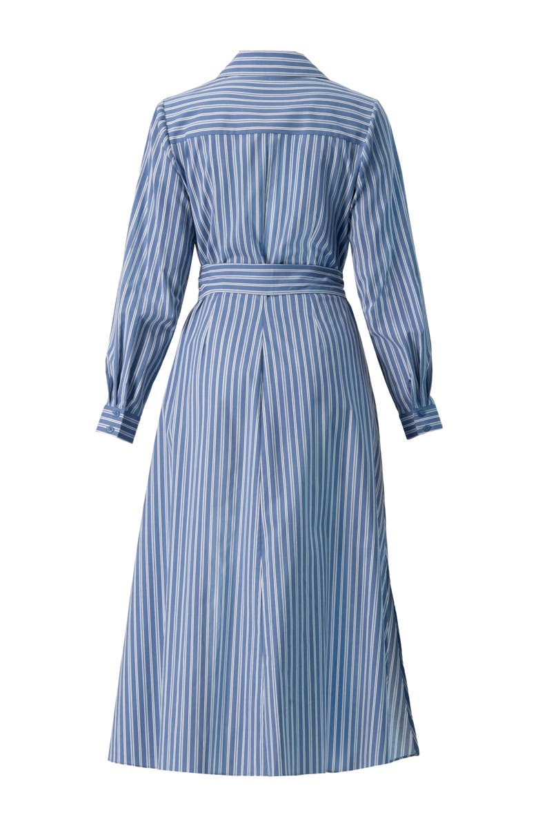 IVONNE Striped Midi Collared Dress with Waist Tie, Alternate, color, Blue