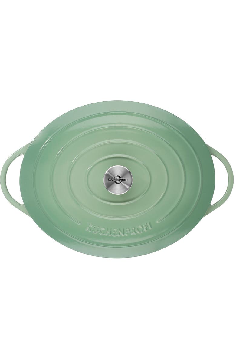Provence Enameled Cast Iron Oval Dutch Oven, 13" L, 7.4 qt, Alternate, color, Jade