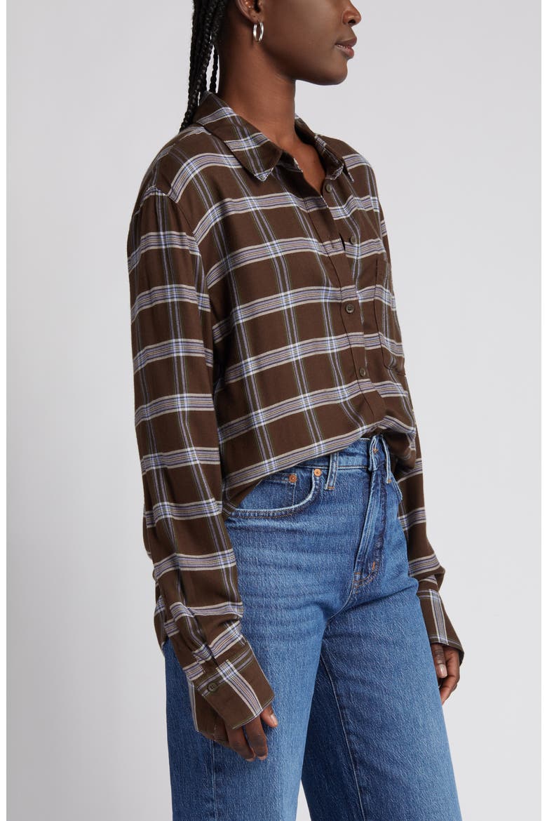 Plaid Boyfriend Shirt, Alternate, color, BROWN MULTI EDDY PLAID