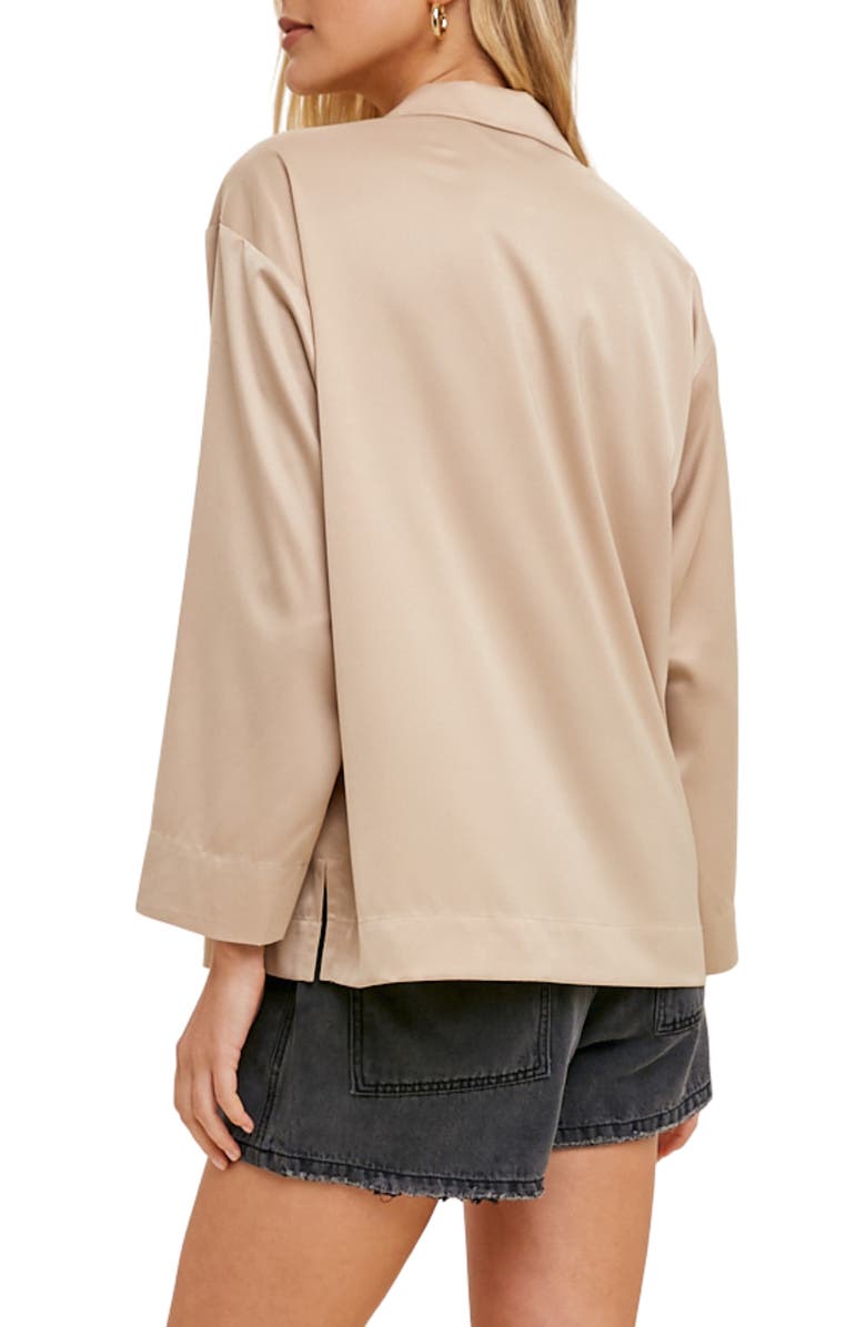 WISHLIST Satin Button Up Shirt, Alternate, color, Champagne