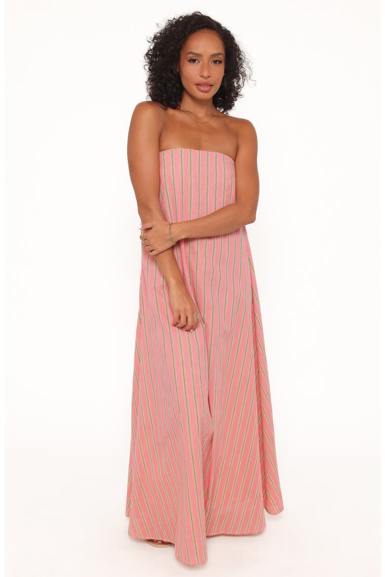 Soph Strapless Cotton Maxi Dress, Alternate, color, PINK STRIPE