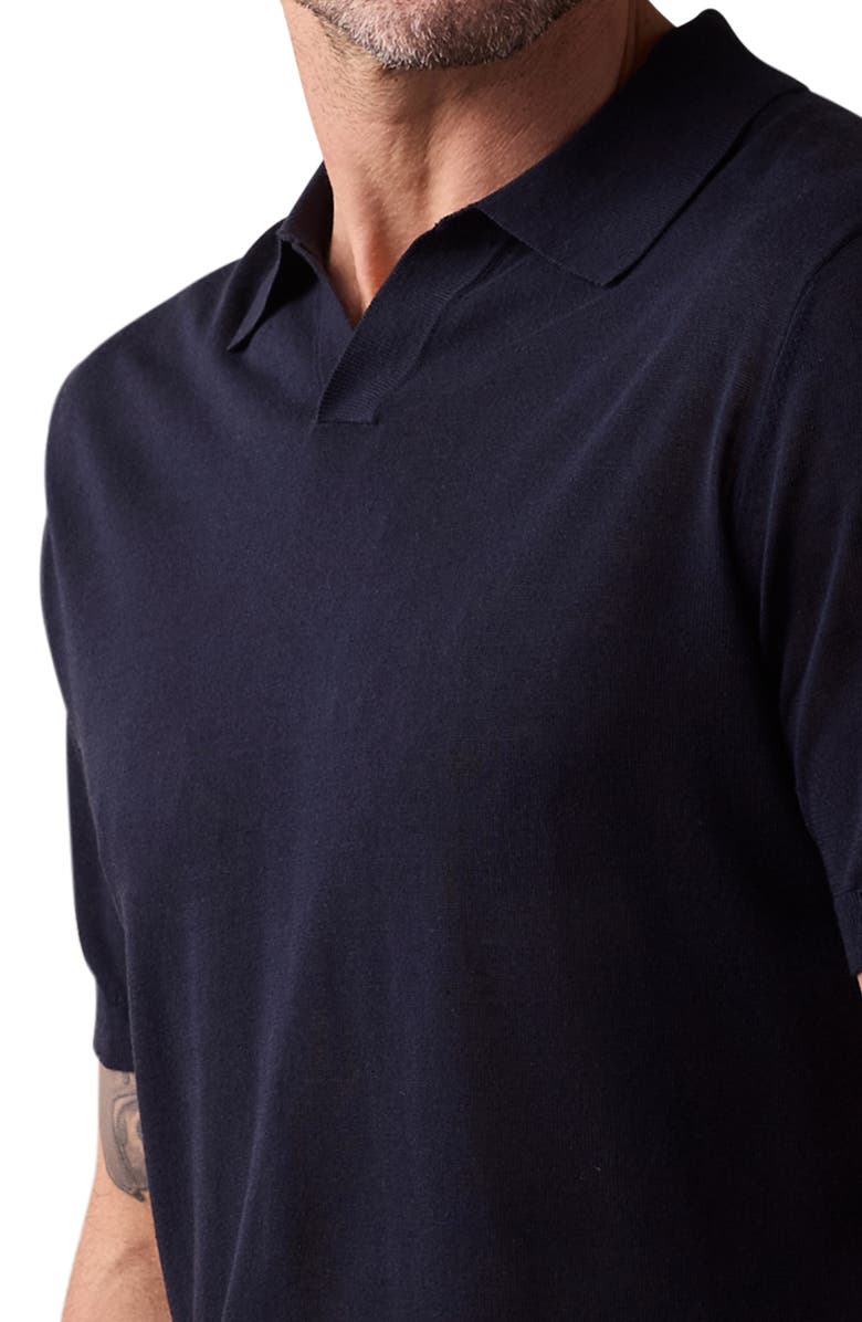 The Normal Brand Solid Johnny Collar Polo Sweater, Alternate, color, Navy
