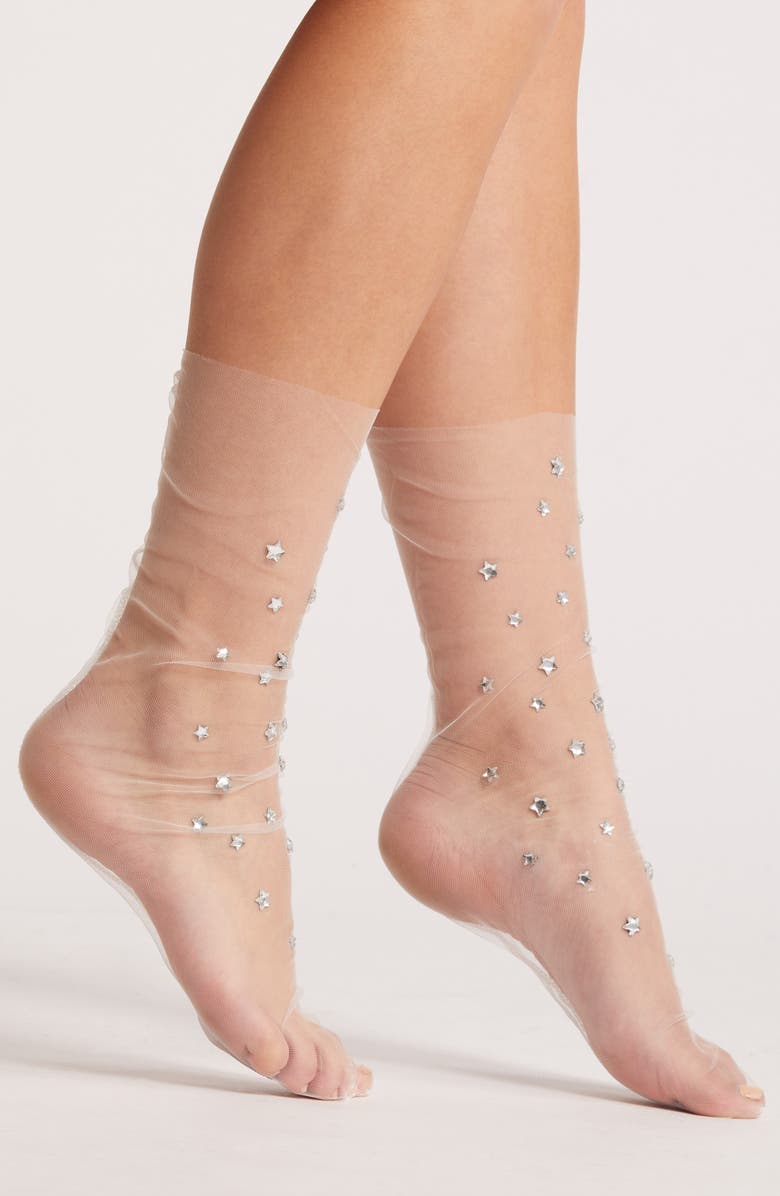 HIGH HEEL JUNGLE Wish Upon a Star Tulle Crew Sock, Main, color, 