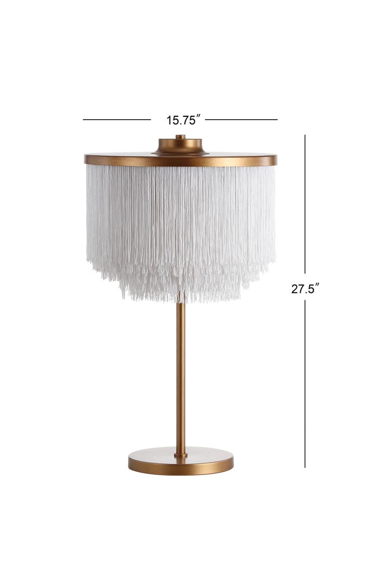JONATHAN Y Coco Fringed/Metal LED Table Lamp, Alternate, color, Gold