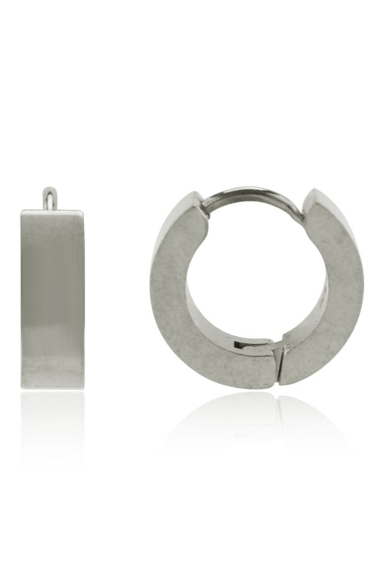 Round Huggie Hoop Earrings, Main, color, SILVER