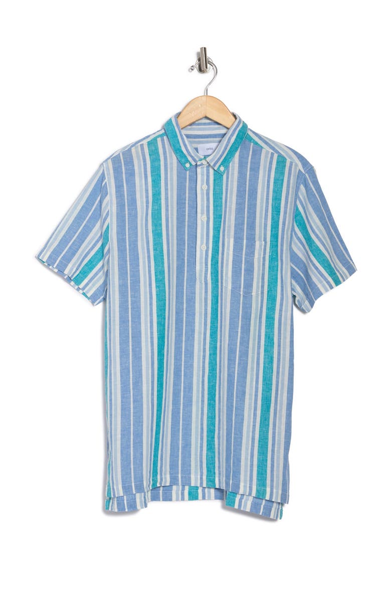 Onia Josh Linen Blend Stripe Polo, Alternate, color, 