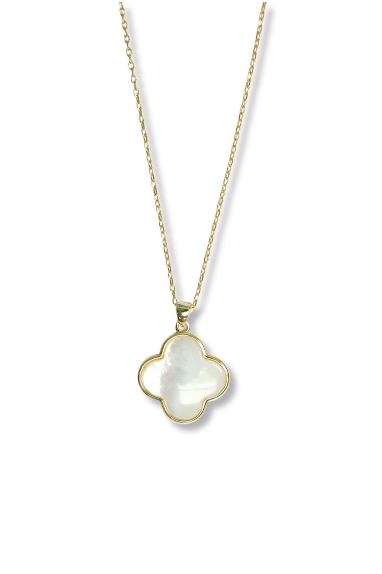 Mother-of-Pearl Clover Pendant Necklace, Main, color, GOLD