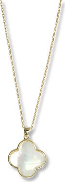 Argento Vivo Sterling Silver Mother-of-Pearl Clover Pendant Necklace