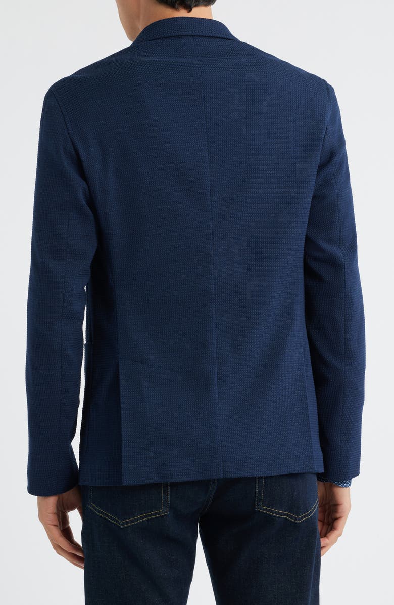 Emporio Armani Navy Textured Wool & Cotton Blend Sport Coat, Alternate, color, Navy