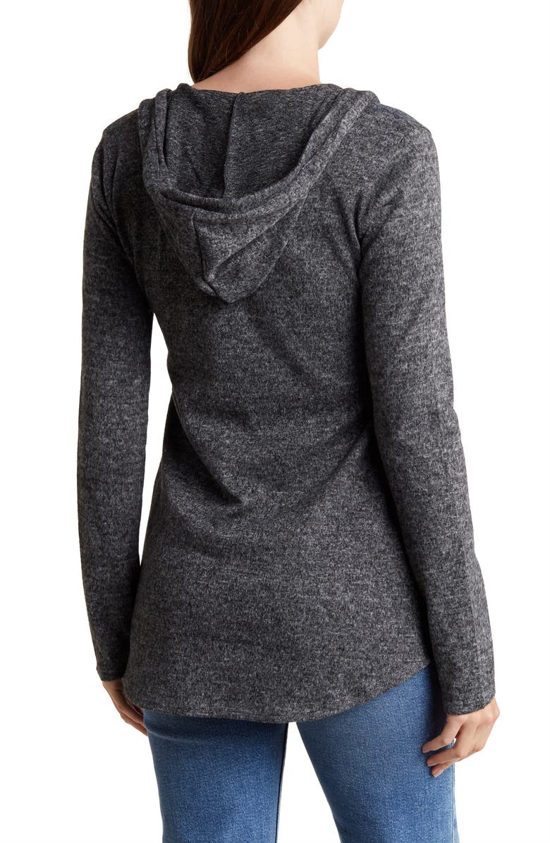 GO COUTURE Hooded Tunic Sweater, Alternate, color, Grey/ Blue Perennial