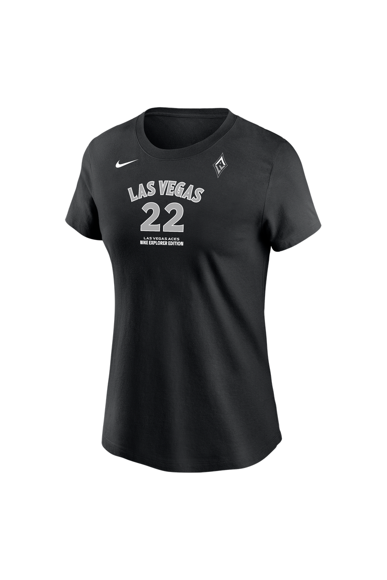 Women's Nike A'ja Wilson Black Las Vegas Aces Name & Number Explorer Edition T-Shirt, Alternate, color, Black