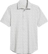 Bugatchi Miles OoohCotton® Palm Tree Print Short Sleeve Button-Up Shirt
