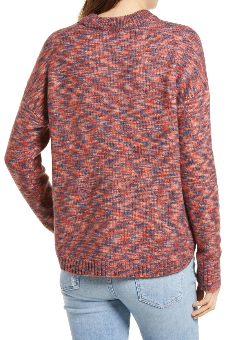 Space Dye Side Button Crewneck Sweater, Alternate, color, SPACEDYE SANGRIA