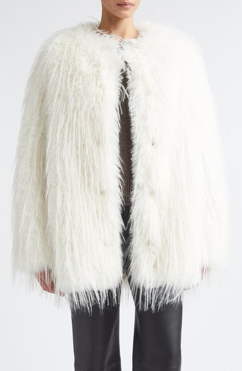 Rowe Collarless Faux Fur Short Coat