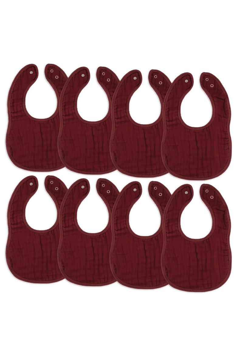 Muslin Bibs - Pack of 8, Main, color, Wine