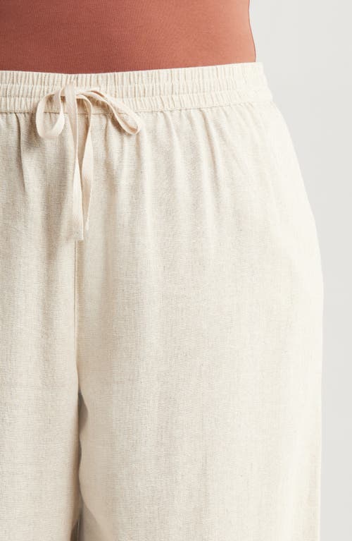 Caslon ® Stripe Tie Waist Wide Leg Linen Blend Pants In Brown