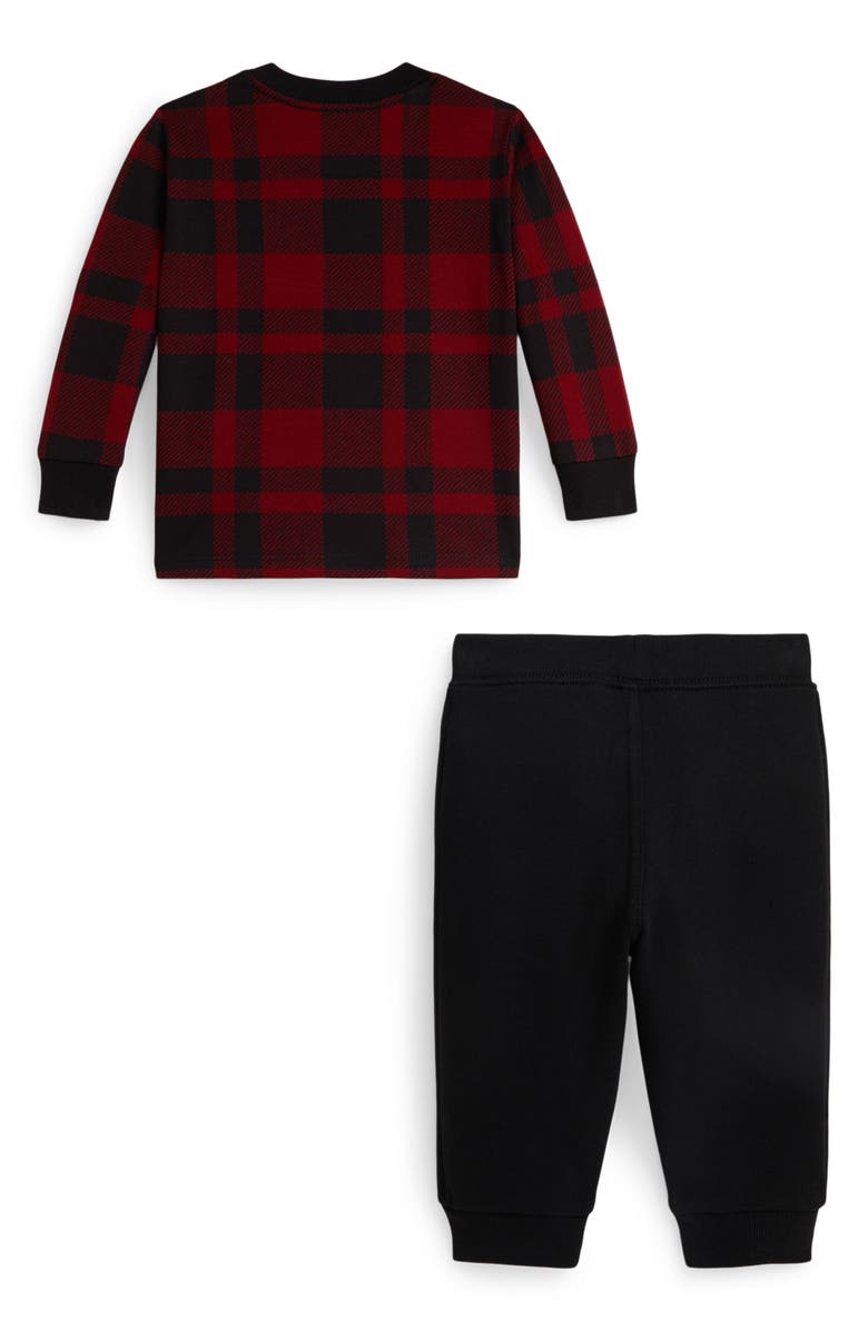 Ralph Lauren Polo Bear Plaid Long Sleeve T-Shirt & Fleece Pants Set, Alternate, color, Red/ Blue Multi