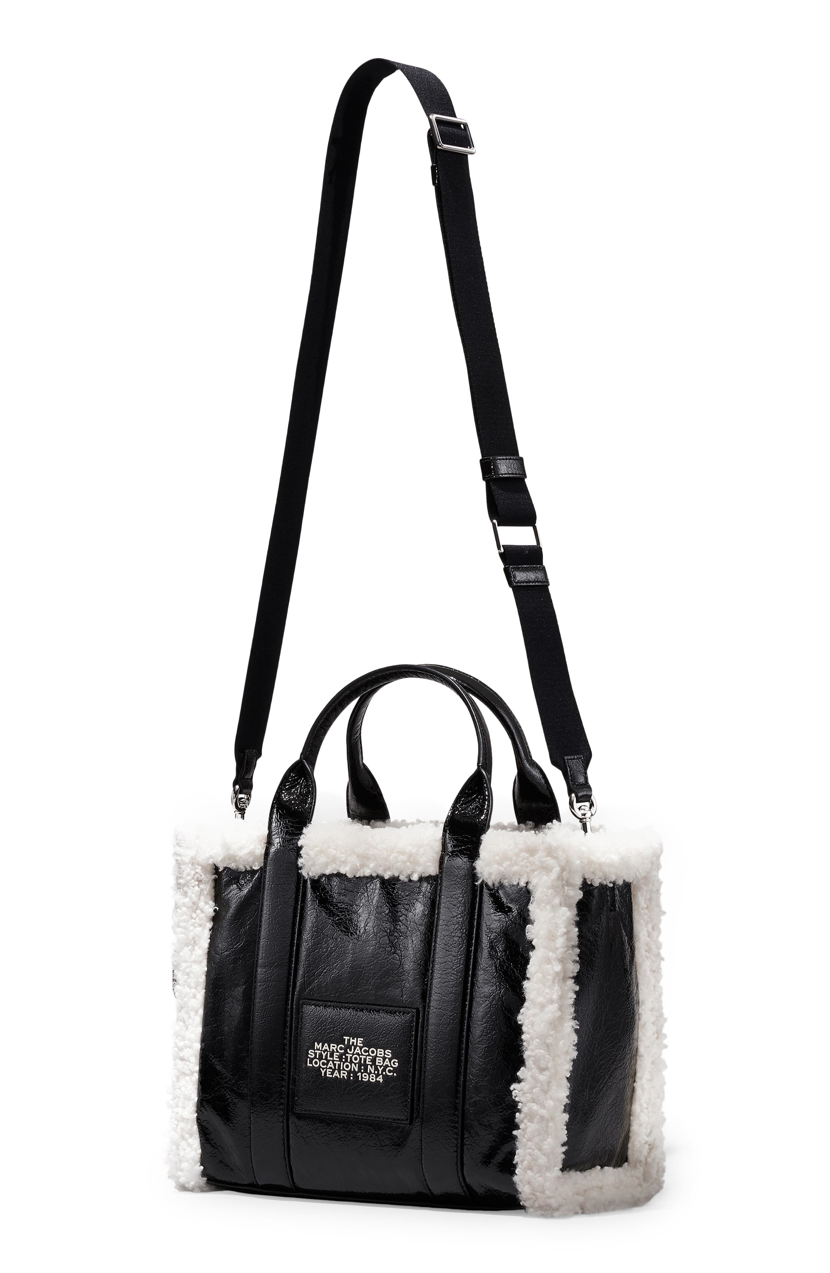 Marc Jacobs The Medium Traveler Faux Shearling Trim Tote, Alternate, color, 