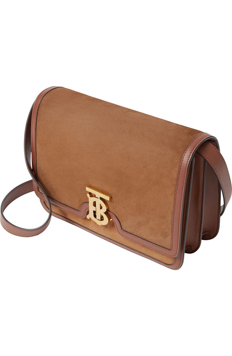 Burberry Medium TB Suede & Leather Shoulder Bag, Alternate, color,