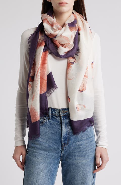 Eyelash Trim Print Cashmere & Silk Wrap