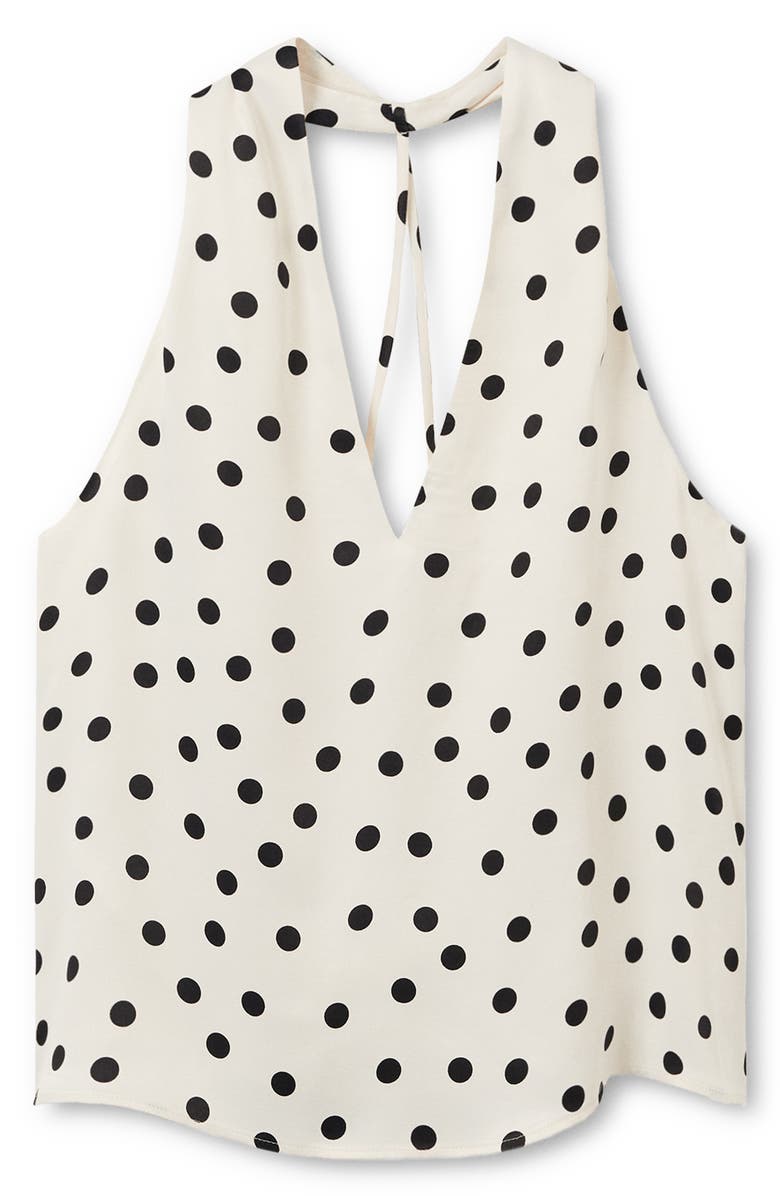 MANGO Polka Dot Satin Halter Top, Alternate, color,